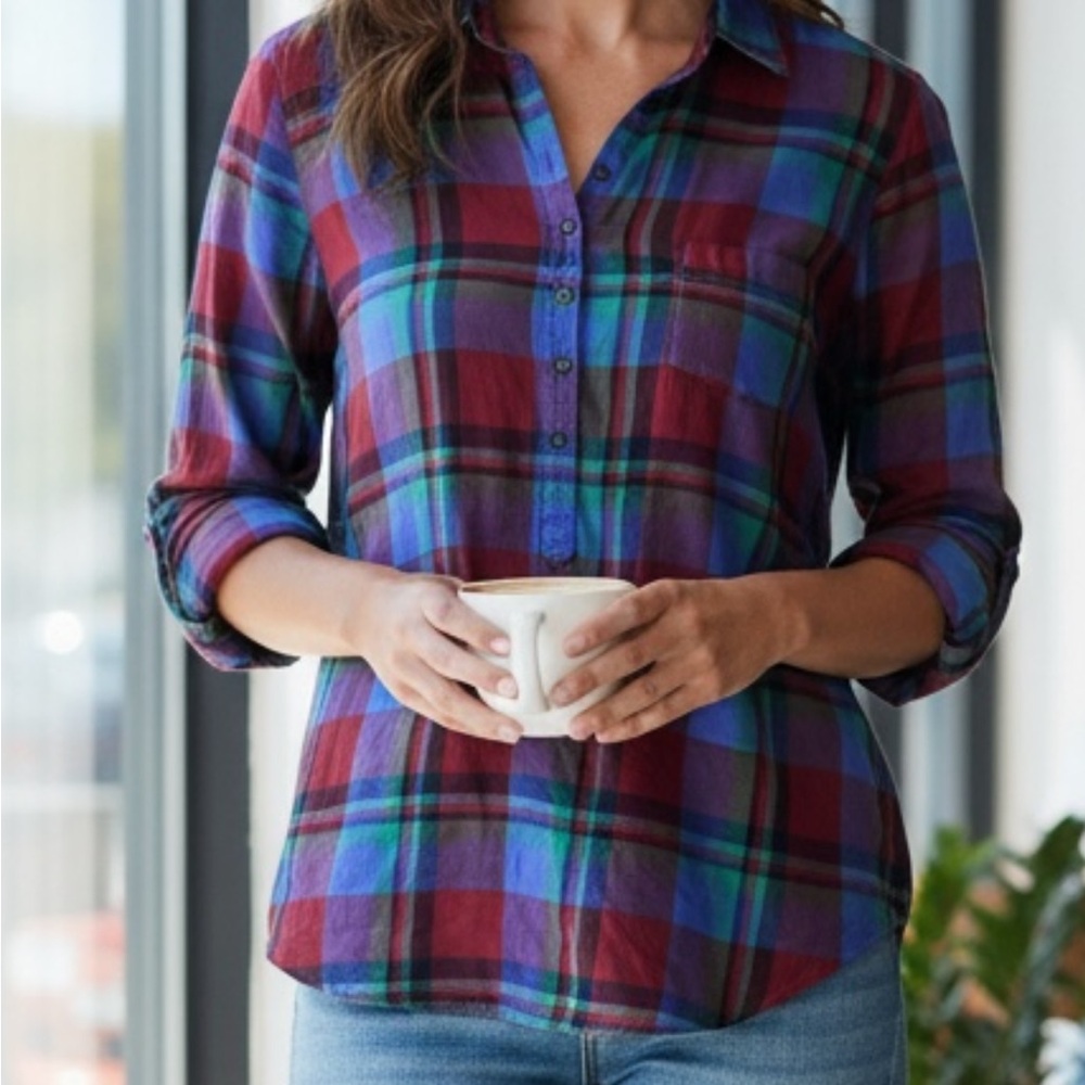 J. Crew Multicolor Plaid Button-Down Shirt